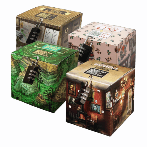 Rätselbox 4er-Set – Detektiv, Tempel , XMas & Geistervilla